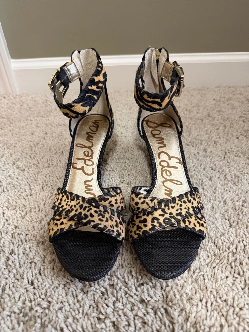 Sam Edelman Animal Print Ankle Strap Wedge Sandals - Leopard